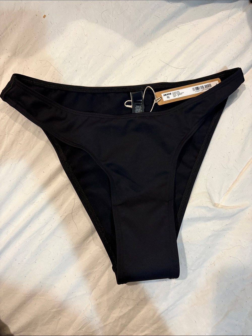 SKIMS Black Bikini Bottom - Classic Mid-Rise